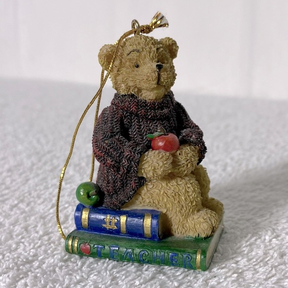 Vintage Teacher Bear with Apple Ornament Figurine Collectible - Picture 1 of 9